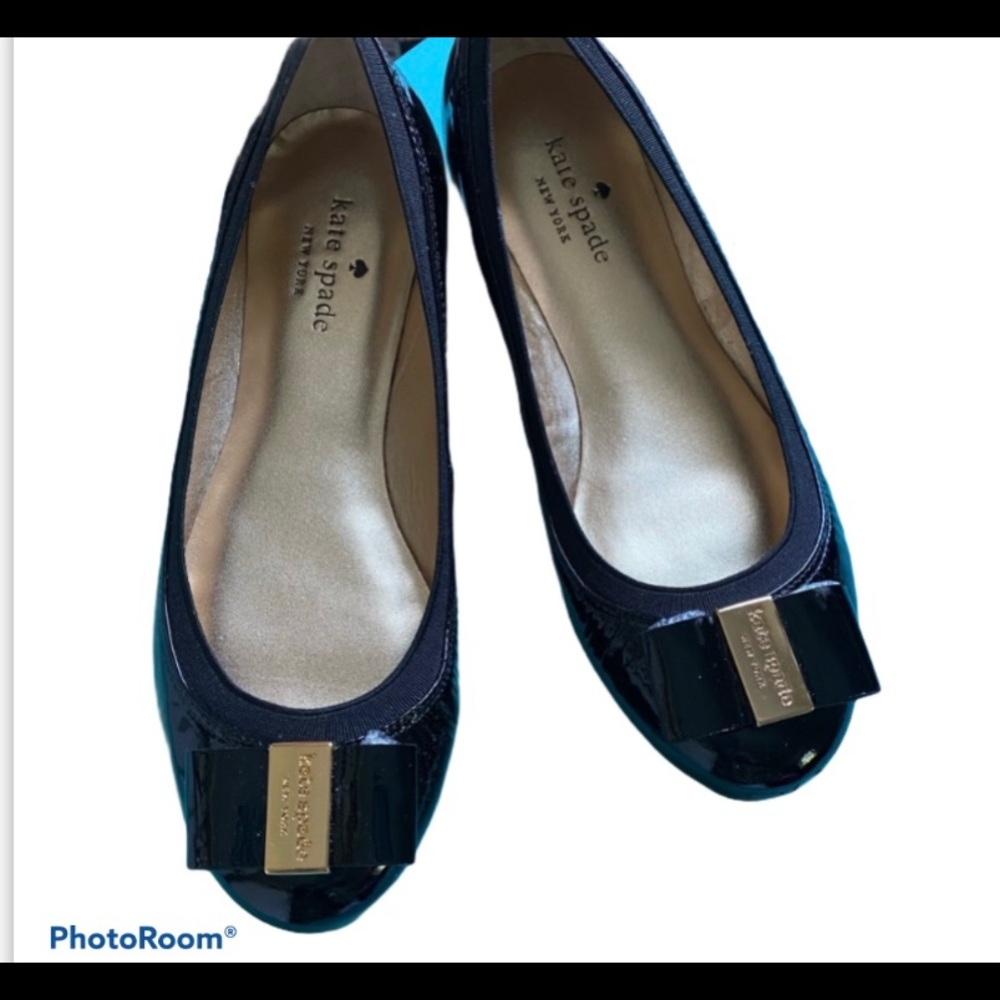 Kate Spade black patent Tock ballet flats sz 7